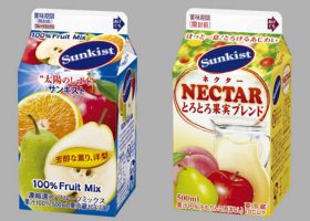 森永乳業「サンキスト　100％フルーツミックス洋梨ブレンド」「サンキスト®　NECTAR（ネクター）　とろとろ果実ブレンド」