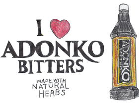 本作の随所に登場するガーナの人気アルコール飲料「ADONKO BITTERS」。