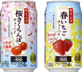 「－196℃〈桜さくらんぼ〉」（左）と「－196℃〈春いちご〉」
